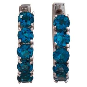 2.80 Ct London Blue Topaz 14KW Gold Huggie Earring